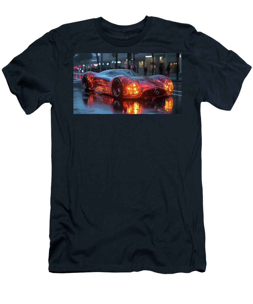 Futuristic Concept Car on Wet Street Evie Carrier T-Shirt