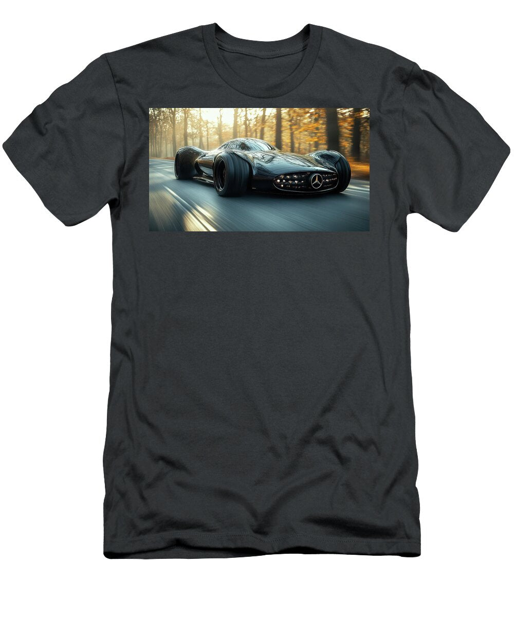 Futuristic Mercedes on Forest Road Evie Carrier T-Shirt