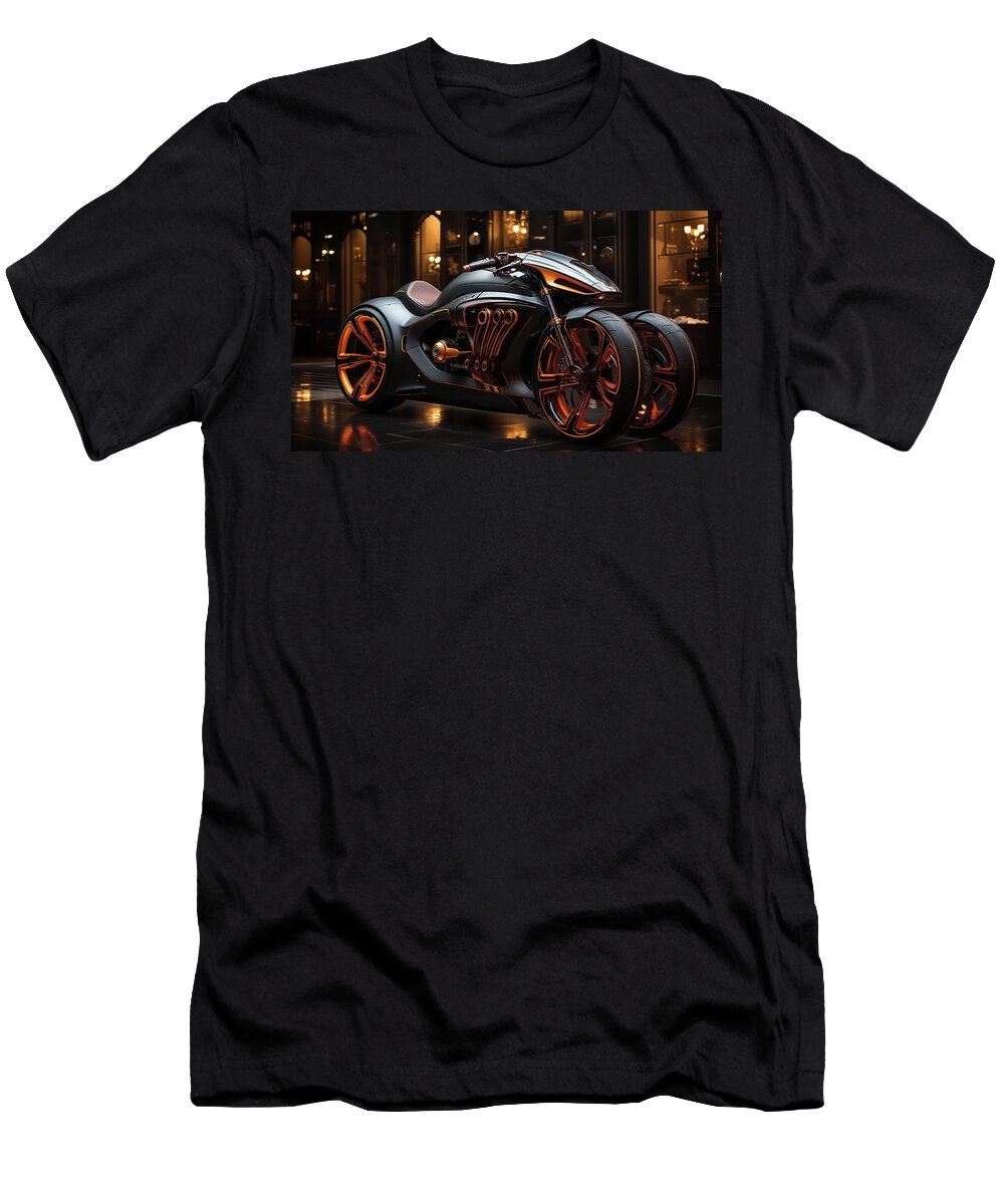 Futuristic Orange Motorcycle Design Evie Carrier T-Shirt