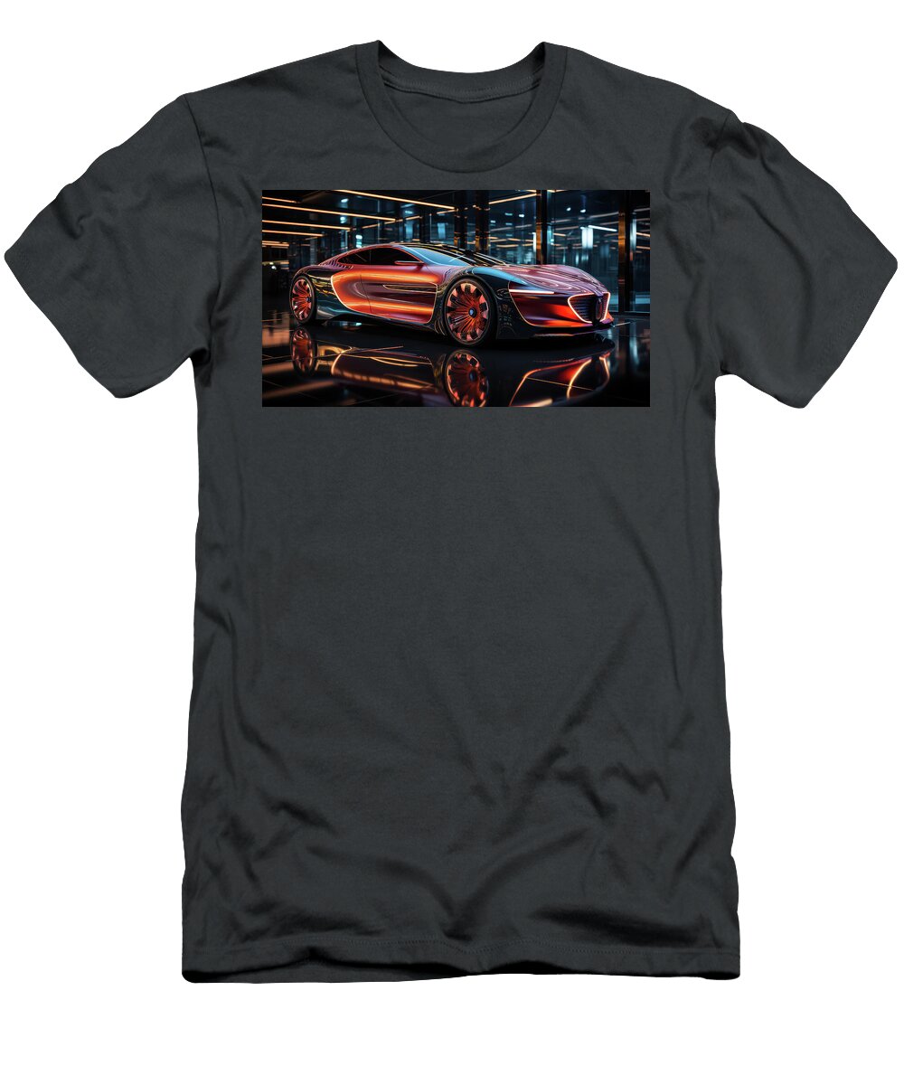 Futuristic Sports Car in Showroom Evie Carrier T-Shirt