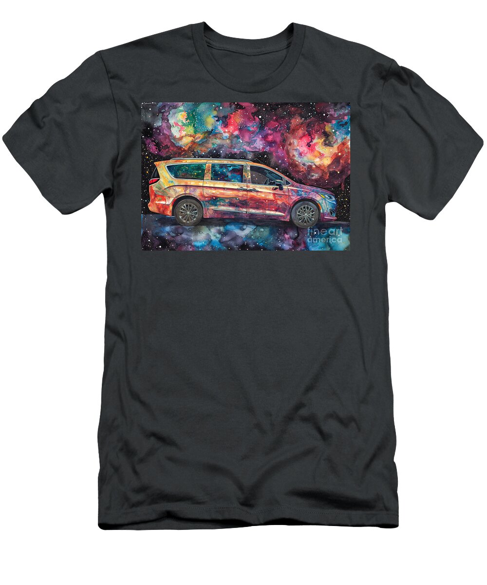Galactic Cruiser a Chrysler Pacifica Cruising Through Outer Space Eldre Delvie T-Shirt
