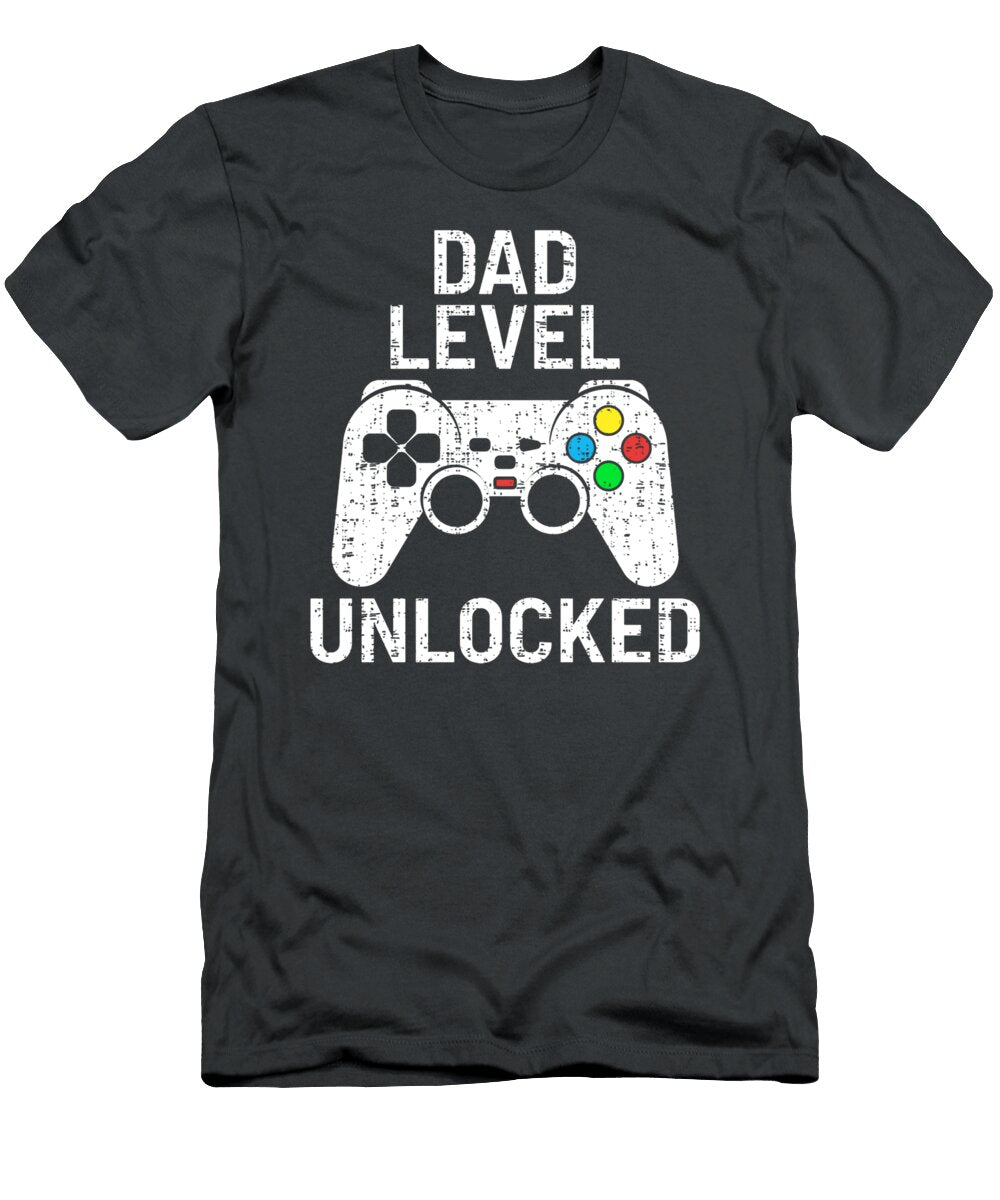Gaming Dad Level Unlocked Funny Video Gamer New Daddy Father Finlay Heidi T-Shirt