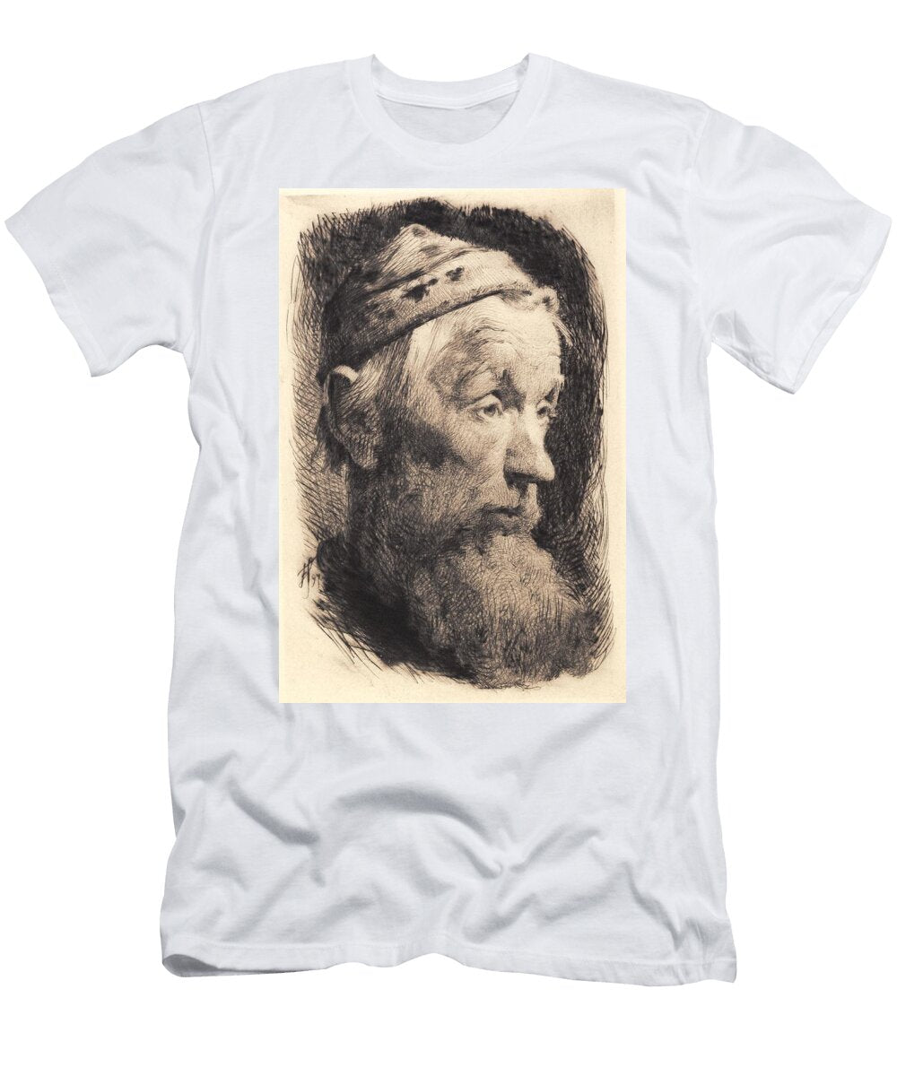 Gammel Mand Med Hvid Ulden Hue Profil Mod Hojre Art Frans Schwartz Danish T-Shirt