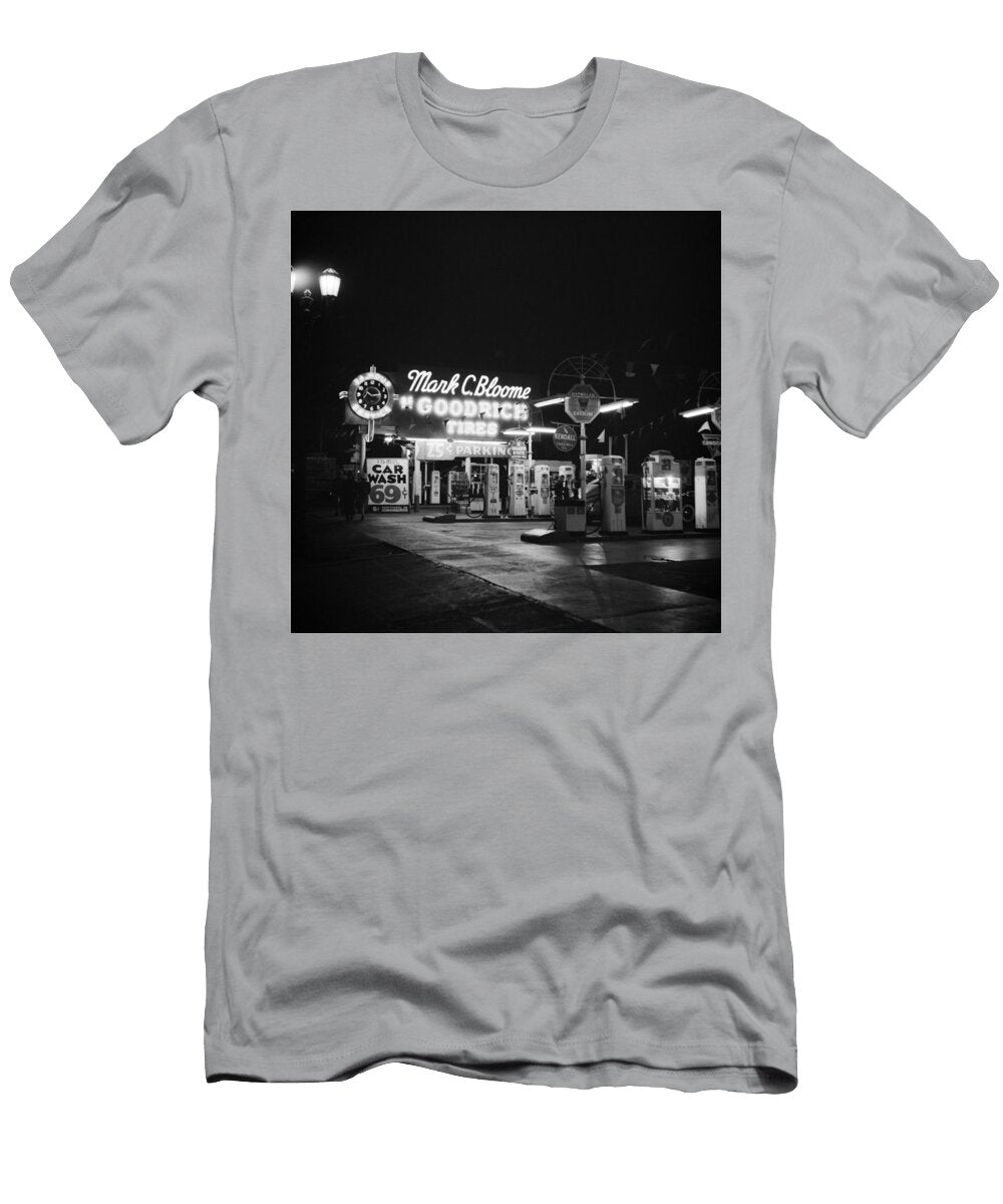 Gas Station At Night Hollywood California 1942 War Is Hell Store T-Shirt