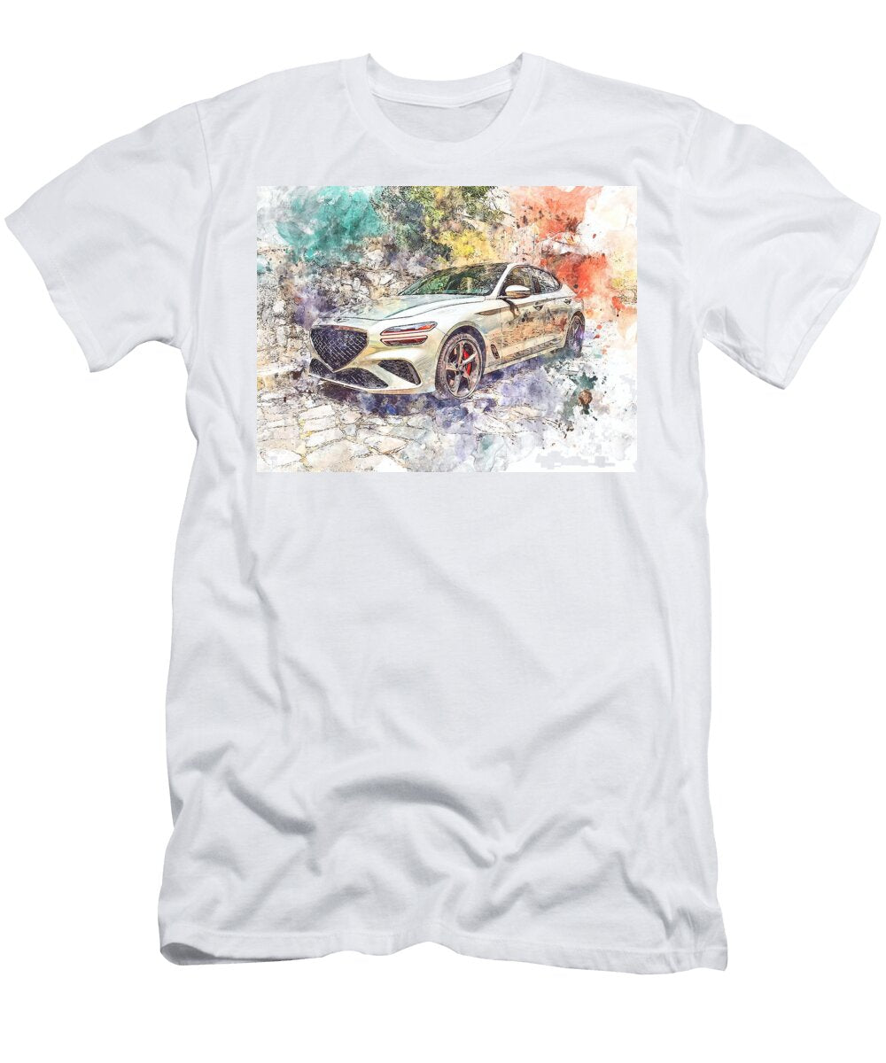 Genesis G70 2023 Sedan Luxury Car Artistic Design Elegant Watercolor Car Art Hollie Love T-Shirt
