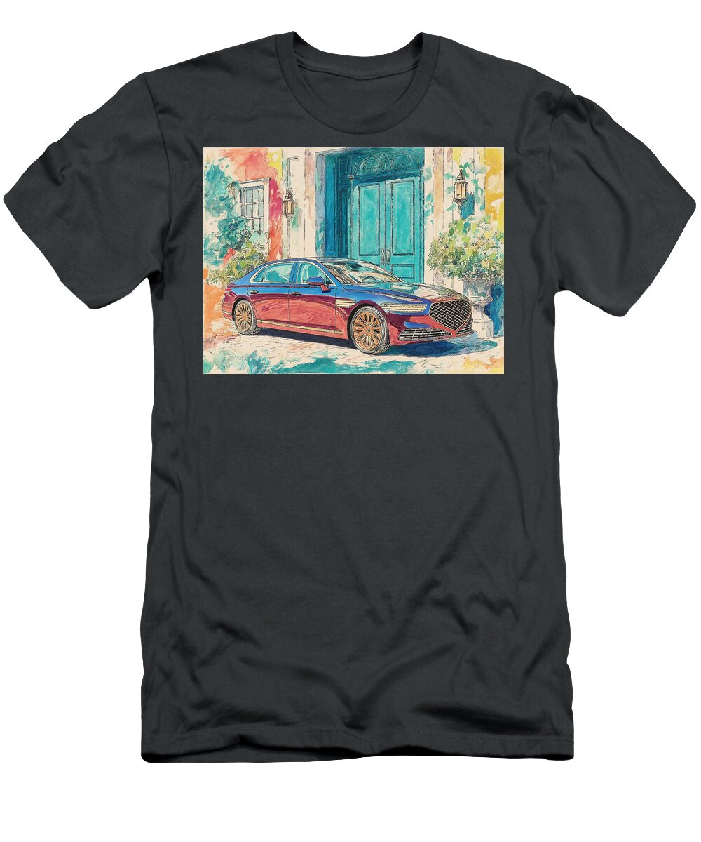 Genesis G90 2023 Sedan Luxury Car Stylish Exterior Elegant Car in Front of a House Hollie Love T-Shirt
