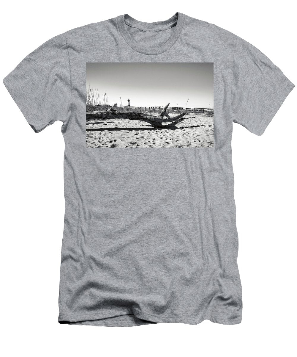 Georgia Tybee Island Dead Drift Wood Wooden Beach Path with Lighthouse in Background Lumiere T-Shirt