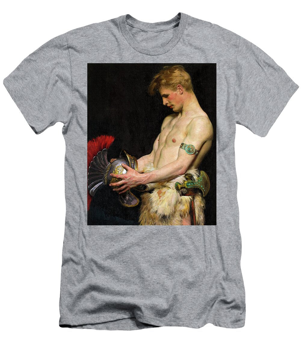 Germanic Warrior Looking At a Roman Helmet Osmar Schindler T-Shirt
