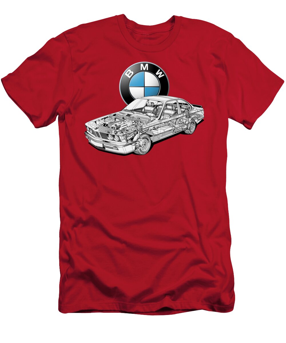 Germany Legendary Luxury Sport 2 Door Coupe BMW 635 6 Series Csi E24 Cutaway Automotive Art Vladyslav Shapovalenko T-Shirt