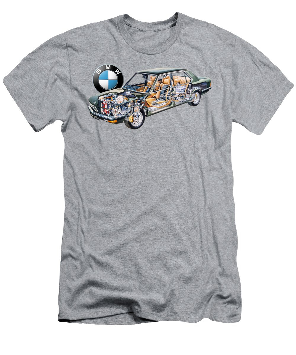Germany Legendary Sport 4 Door Sedan BMW 5 Series E28 Cutaway Automotive Art Vladyslav Shapovalenko T-Shirt