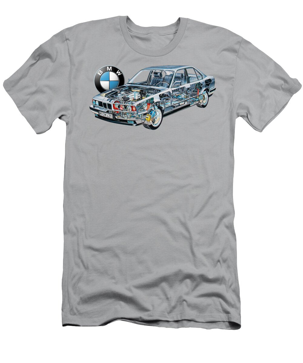 Germany Legendary Sport 4 Door Sedan BMW 5 Series E34 Cutaway Automotive Art Vladyslav Shapovalenko T-Shirt