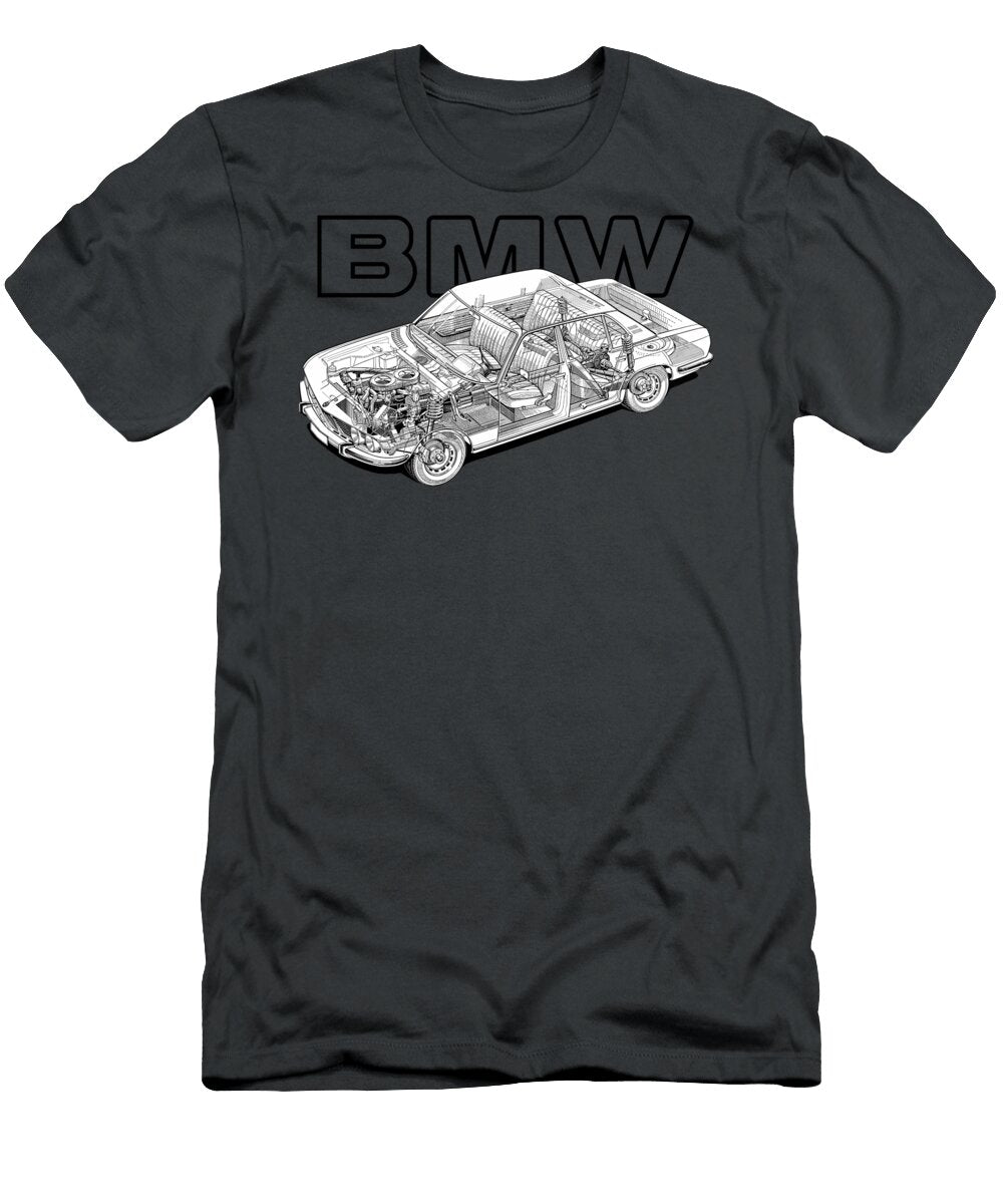 Germany Luxury 4 Door Sedan BMW 2500 E3 Cutaway Automotive Art Vladyslav Shapovalenko T-Shirt