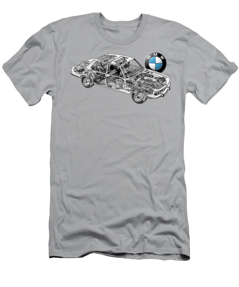 Germany Luxury 4 Door Sedan BMW 30si E3 1968 Cutaway Automotive Art Vladyslav Shapovalenko T-Shirt