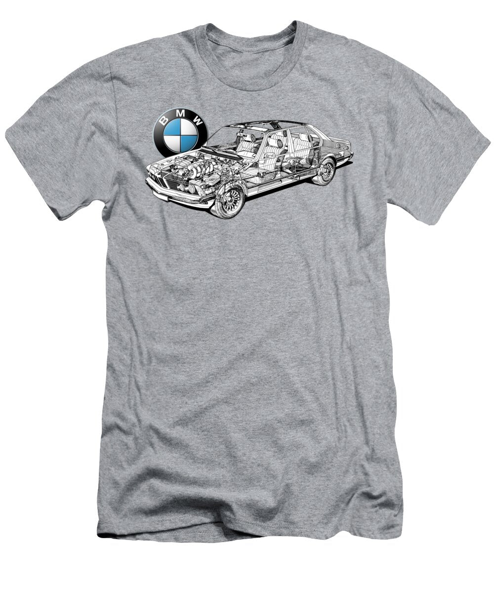 Germany Luxury 4 Door Sedan BMW 735 7 Series E23 Cutaway Automotive Art Vladyslav Shapovalenko T-Shirt