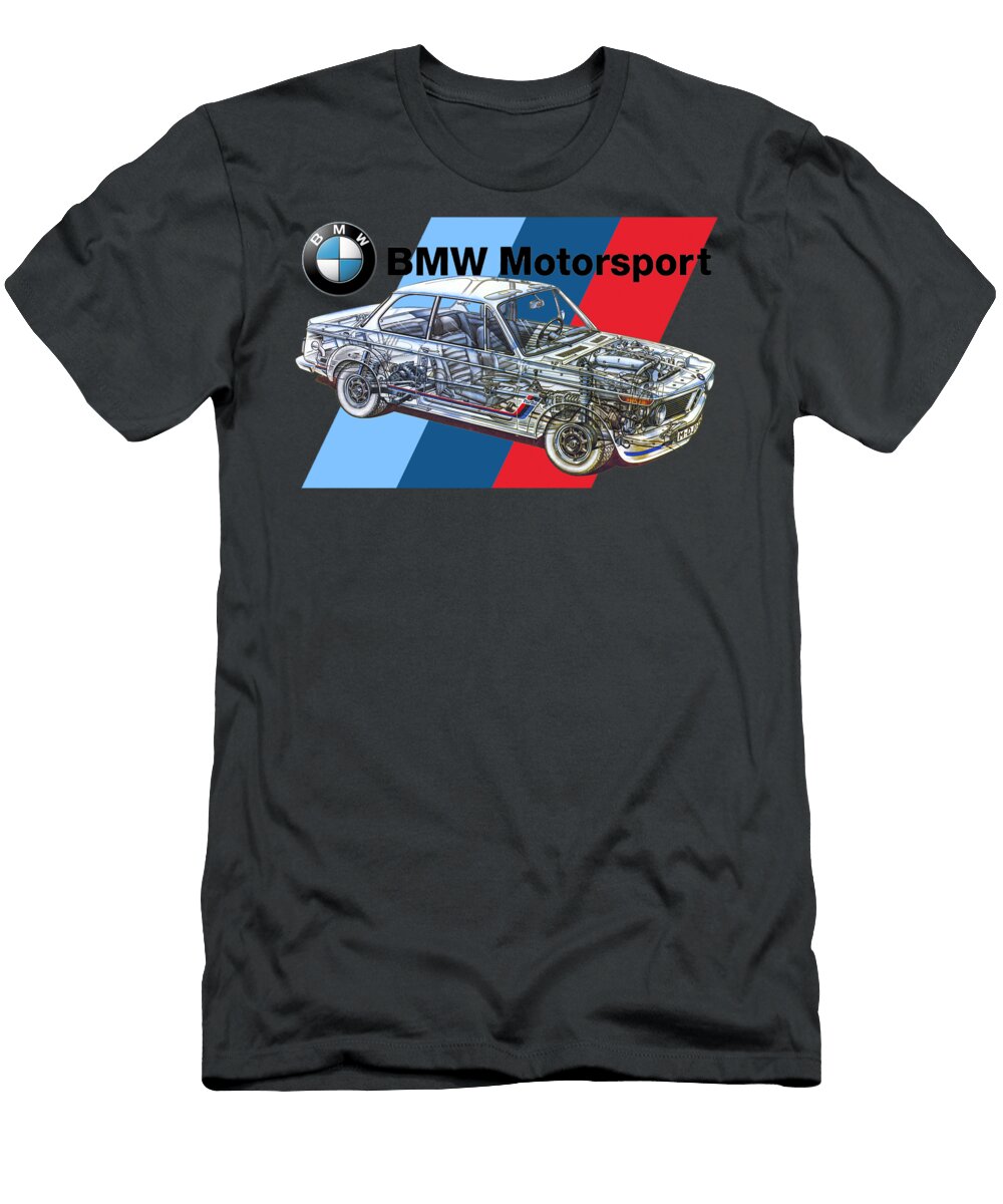 Germany Sport 2 Door Coupe BMW 2002 Turbo 3 Series E10 Cutaway Automotive Art Vladyslav Shapovalenko T-Shirt