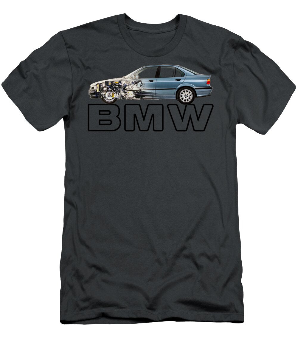 Germany Sport 4 Door Sedan BMW 3 Series E36 Cutaway Automotive Art Vladyslav Shapovalenko T-Shirt