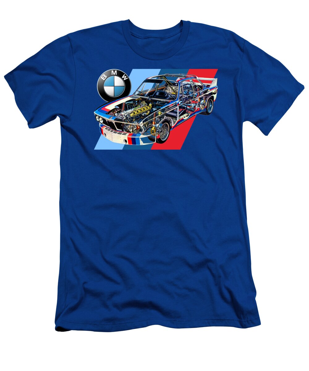 Germany Sport Race 2 Door Coupe BMW 30 Csl Motorsport E9 Shark Cutaway Automotive Art Vlad Automotive T-Shirt