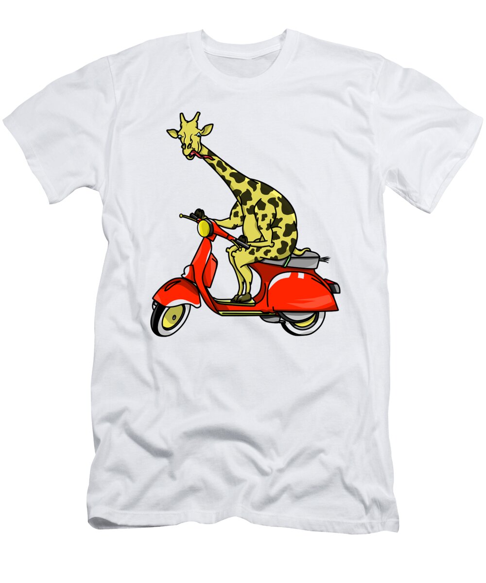 Giraffe Riding a Moped Early Kirky T-Shirt