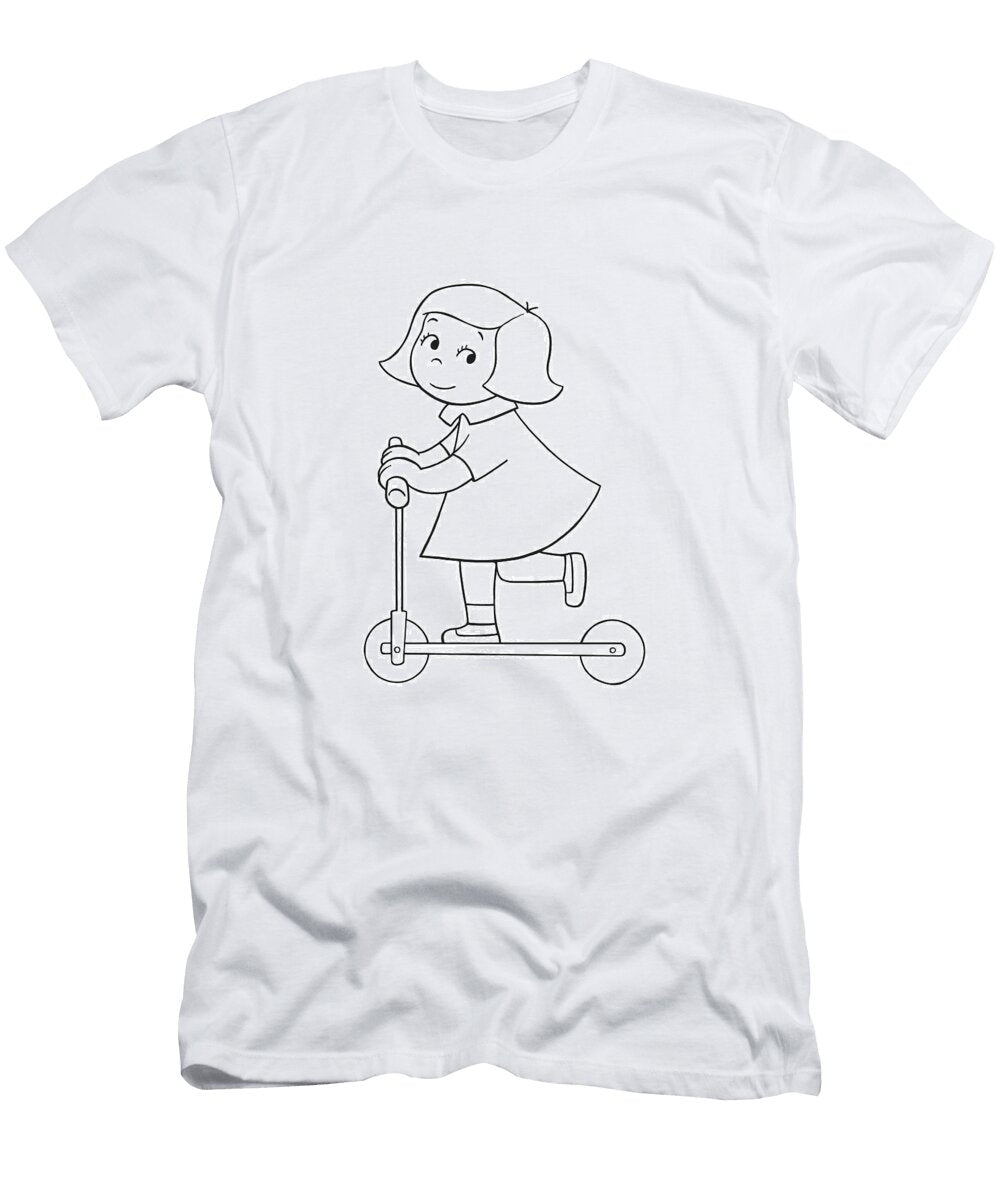 Girl Riding a Scooter Csa Images T-Shirt