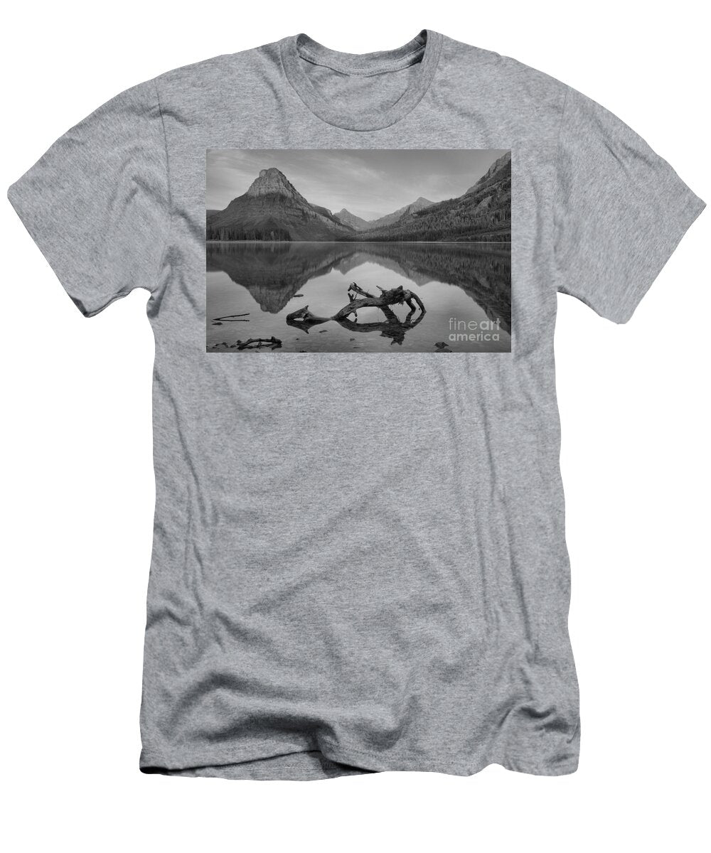 Glacier Two Medicine Summer Sunrise Black and White Adam Jewell T-Shirt