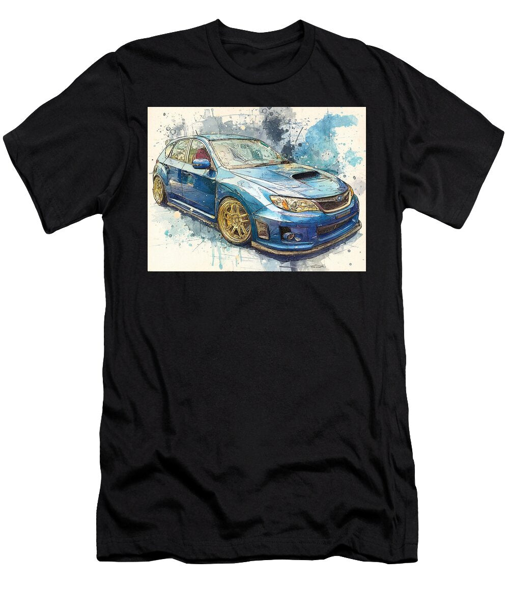 Glossy Blue Subaru Subaru Impreza Wrx Sti 2007 Hatchback Blue Vehicle Sporty Car Stunning Blue Sport Hollie Love T-Shirt