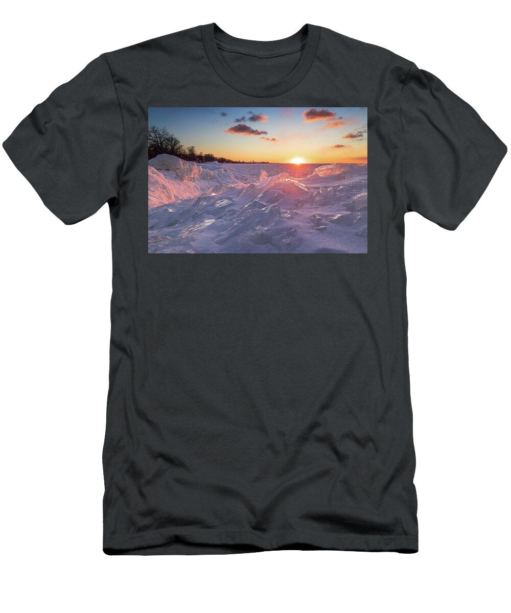 Golden Ice At Sunset on Lake Erie Alexander Philip T-Shirt