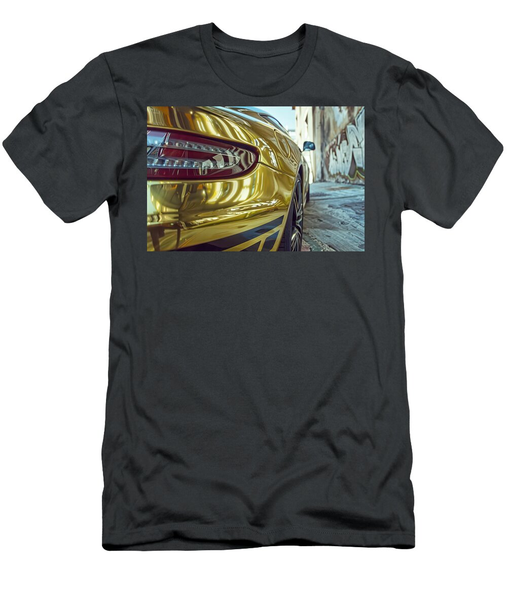 Golden Sports Car in Urban Alley Evie Carrier T-Shirt