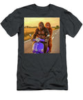 Gorillas Riding a Purple Scooter Josep M Bove Veciana T-Shirt