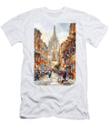 Gothic Cathedral Street in Barcelona Watercolor Painting Marian Voicu T-Shirt