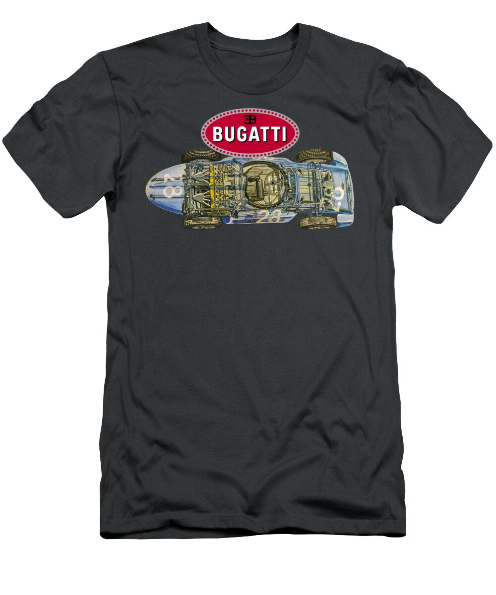 Grand Prix Car Bugatti Type 251 1956 Cutaway Automotive Art Vladyslav Shapovalenko T-Shirt