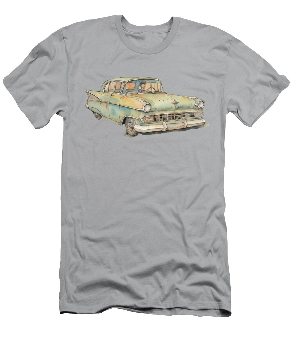 Green Sedan Watercolor Number 78 Peter Lopez T-Shirt