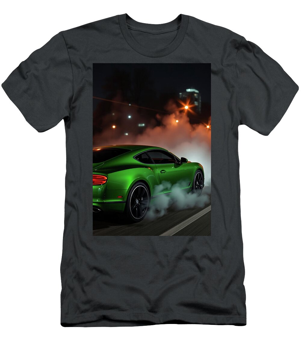 Green Sports Car Drifting At Night Carstoon Concept T-Shirt