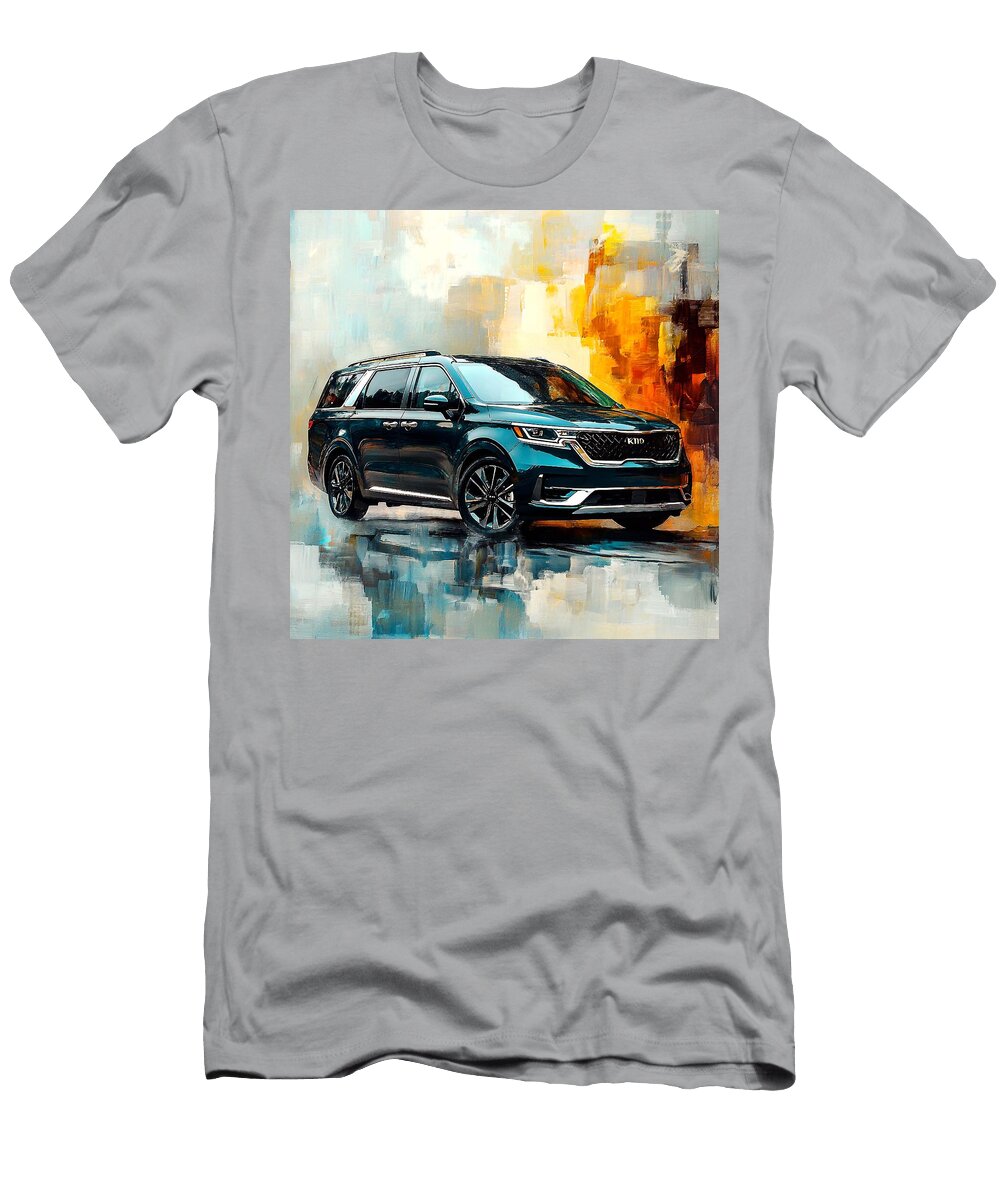 Green Vehicle Kia Carnival 2021 South Korea Minivan Muscle Car Art Abstract Art Modern Car Grayson Sheppard T-Shirt