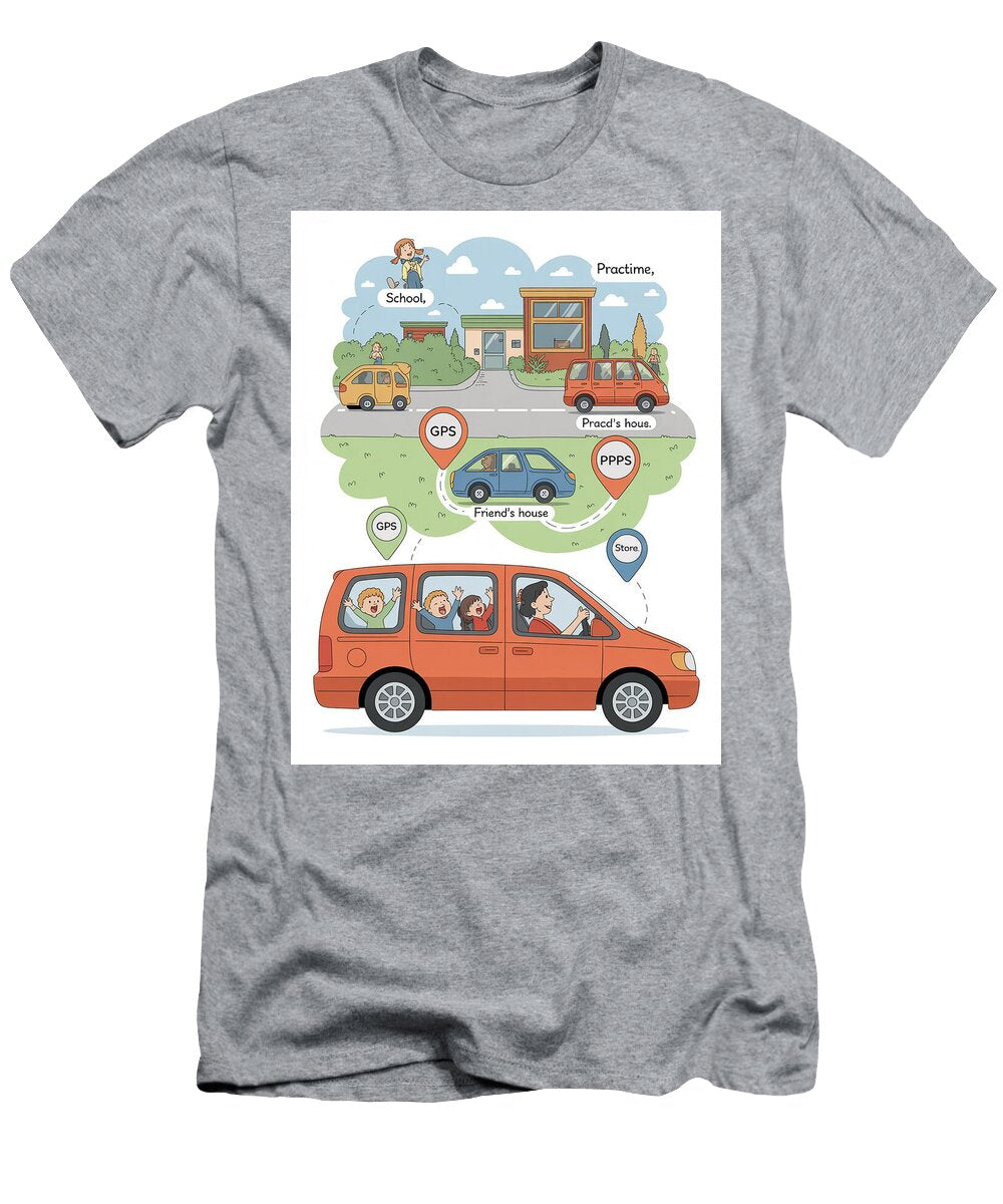 Happy Family Driving Kids in a Minivan with Gps Navigation to Sc Luigi Petro T-Shirt