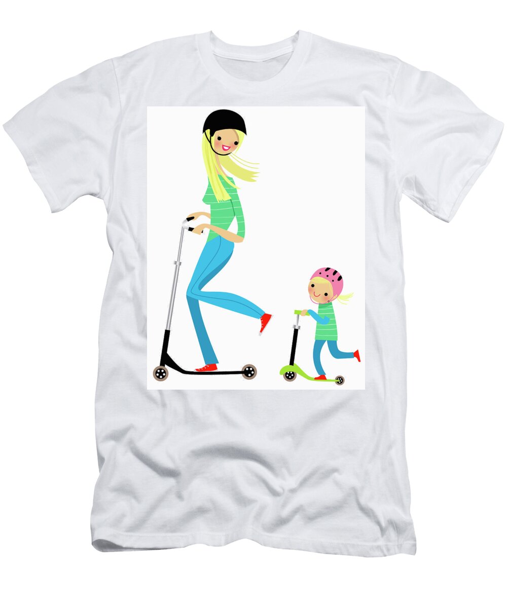 Happy Mother and Daughter Wearing Ikon Ikon Images T-Shirt