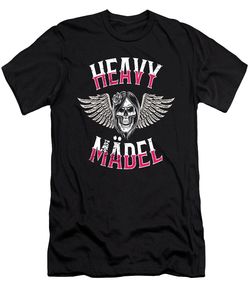 Heavy Girl Motorcycle Biker Skull Moon T-Shirt