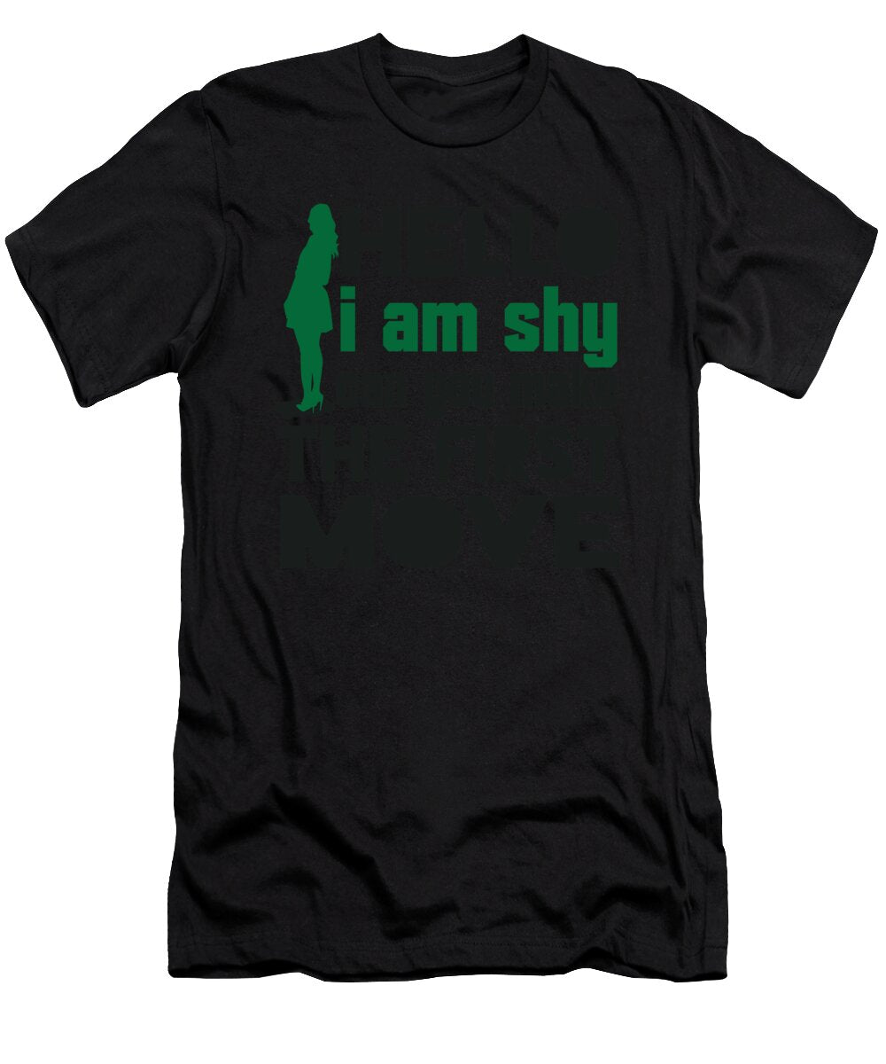 Hello I Am Shy Hilarious Introvert Flirting Romance Hearts Affection Lovers Gift Thomas Larch T-Shirt