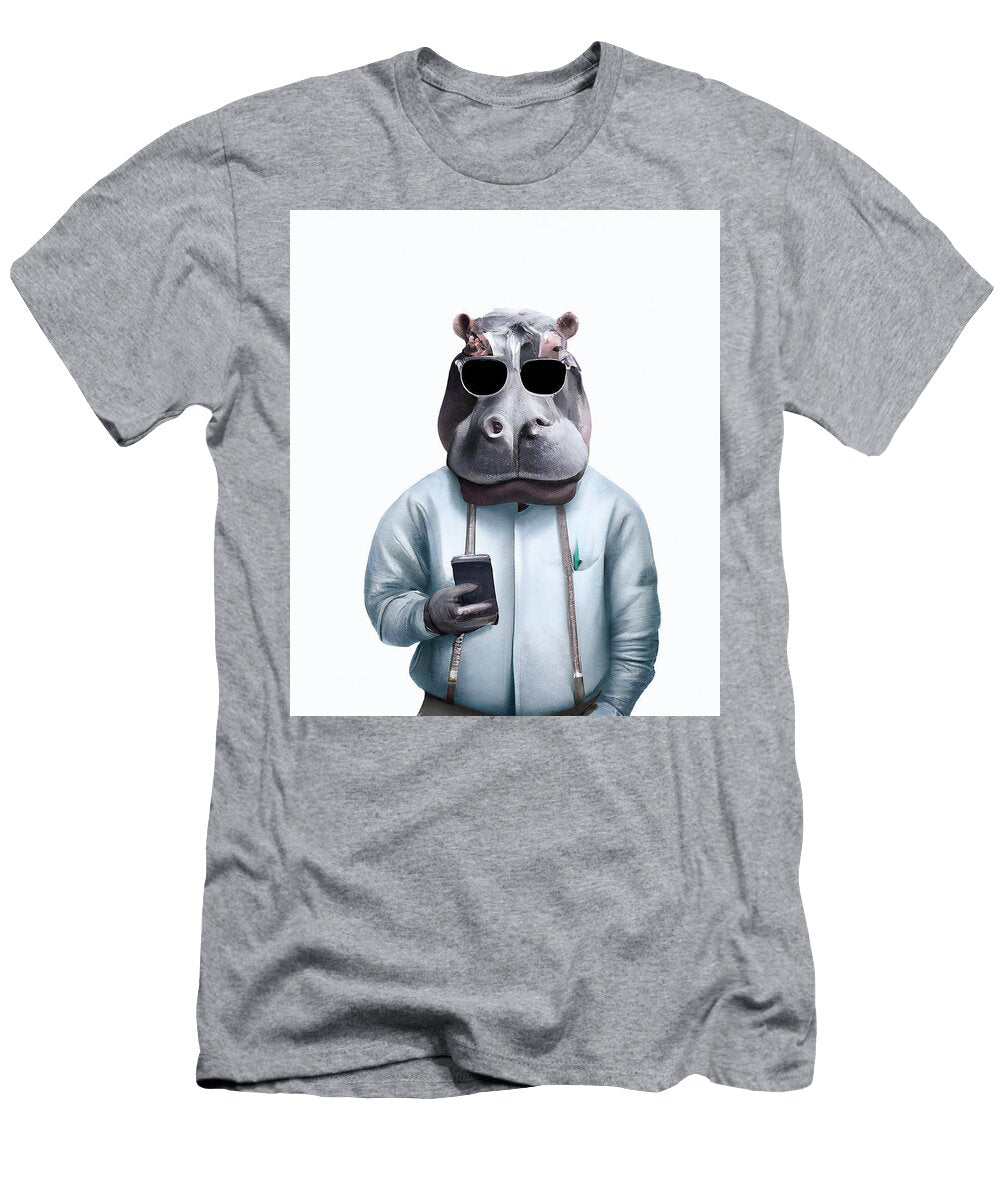 Hippopotamus Checking His Phone Stellart Studio T-Shirt