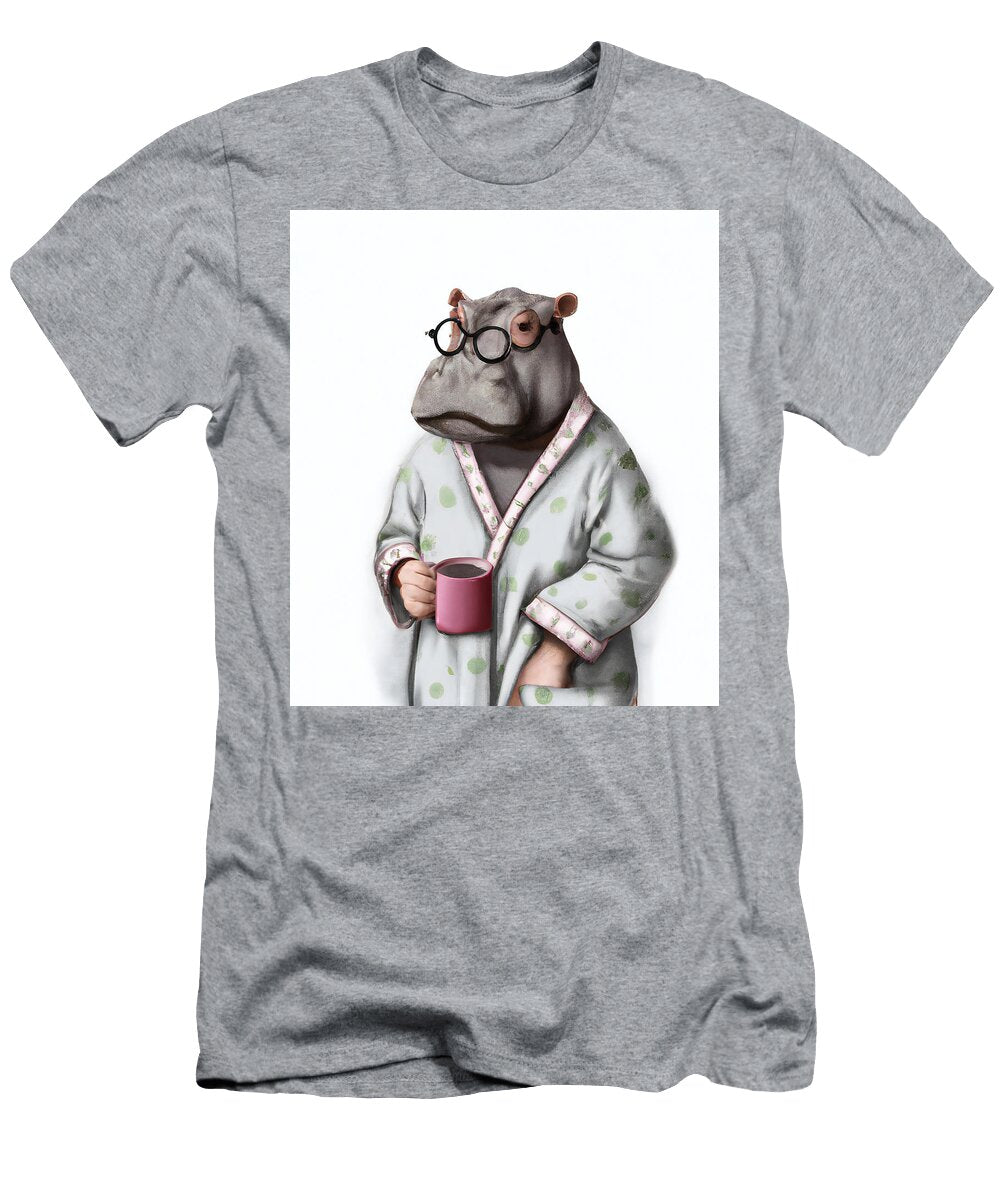 Hippopotamus Drinking Morning Coffee Stellart Studio T-Shirt