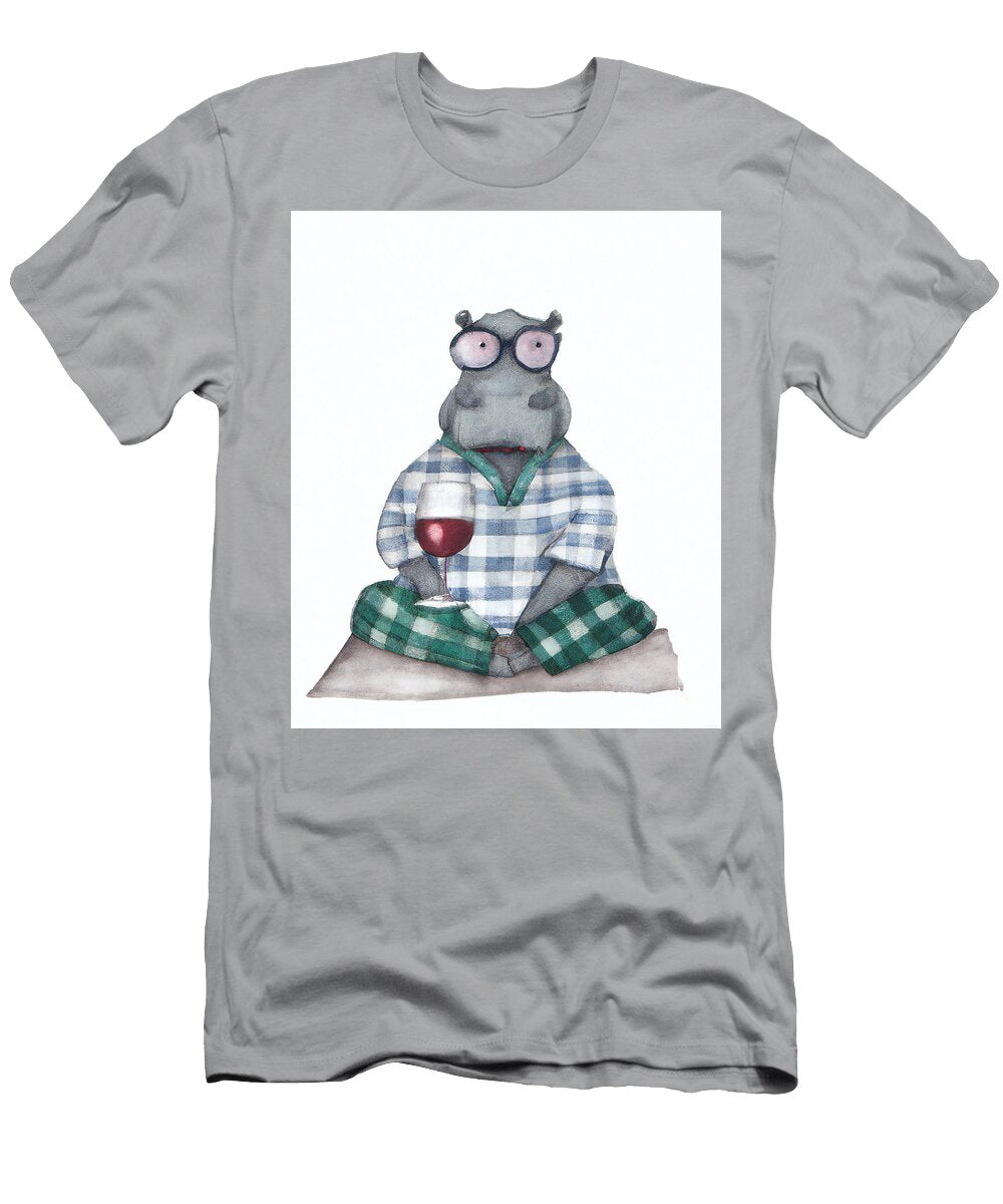 Hippopotamus Drinking Red Wine and Watching Tv Stellart Studio T-Shirt