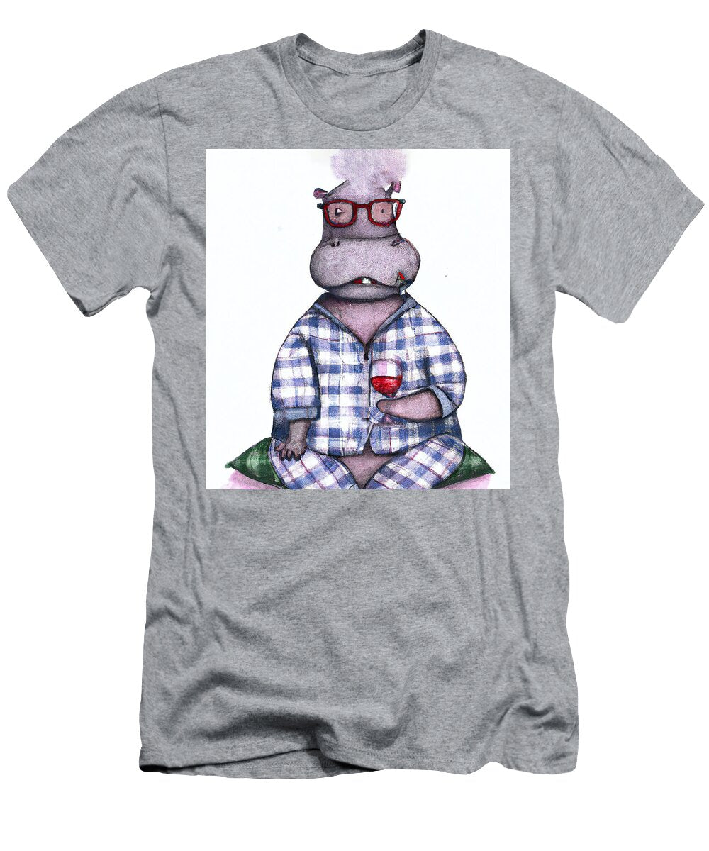 Hippopotamus Getting Dizzy From Drinking Wine Stellart Studio T-Shirt