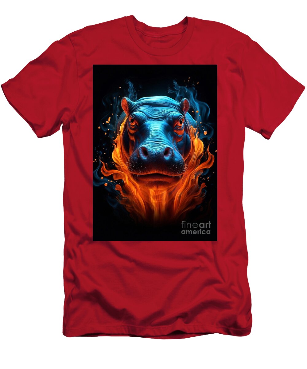 Hippopotamus Mammal Ciii Animal Black Background Rhys Jacobson T-Shirt