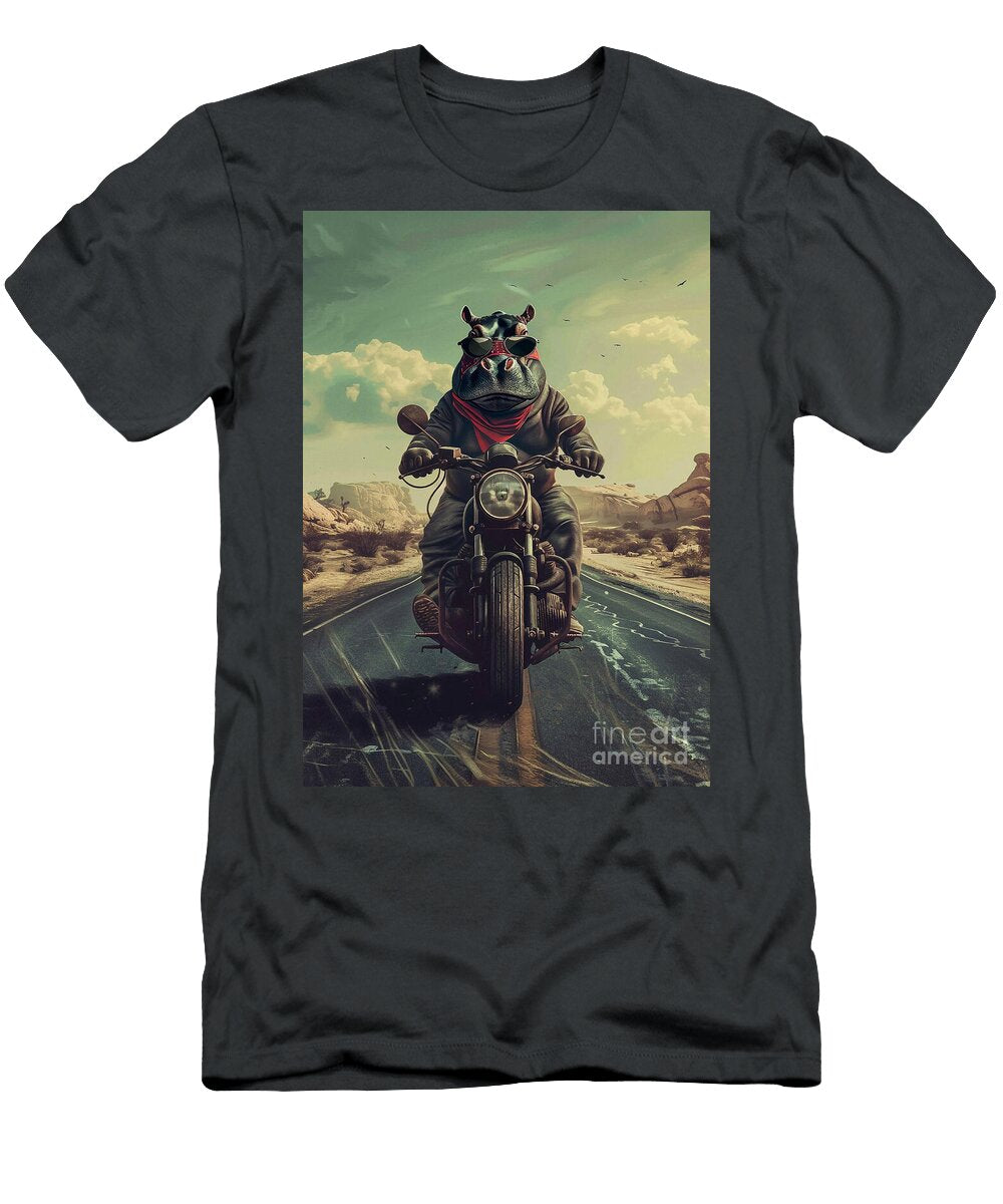 Hippopotamus on Two Wheels Desert Expedition Rhys Jacobson T-Shirt