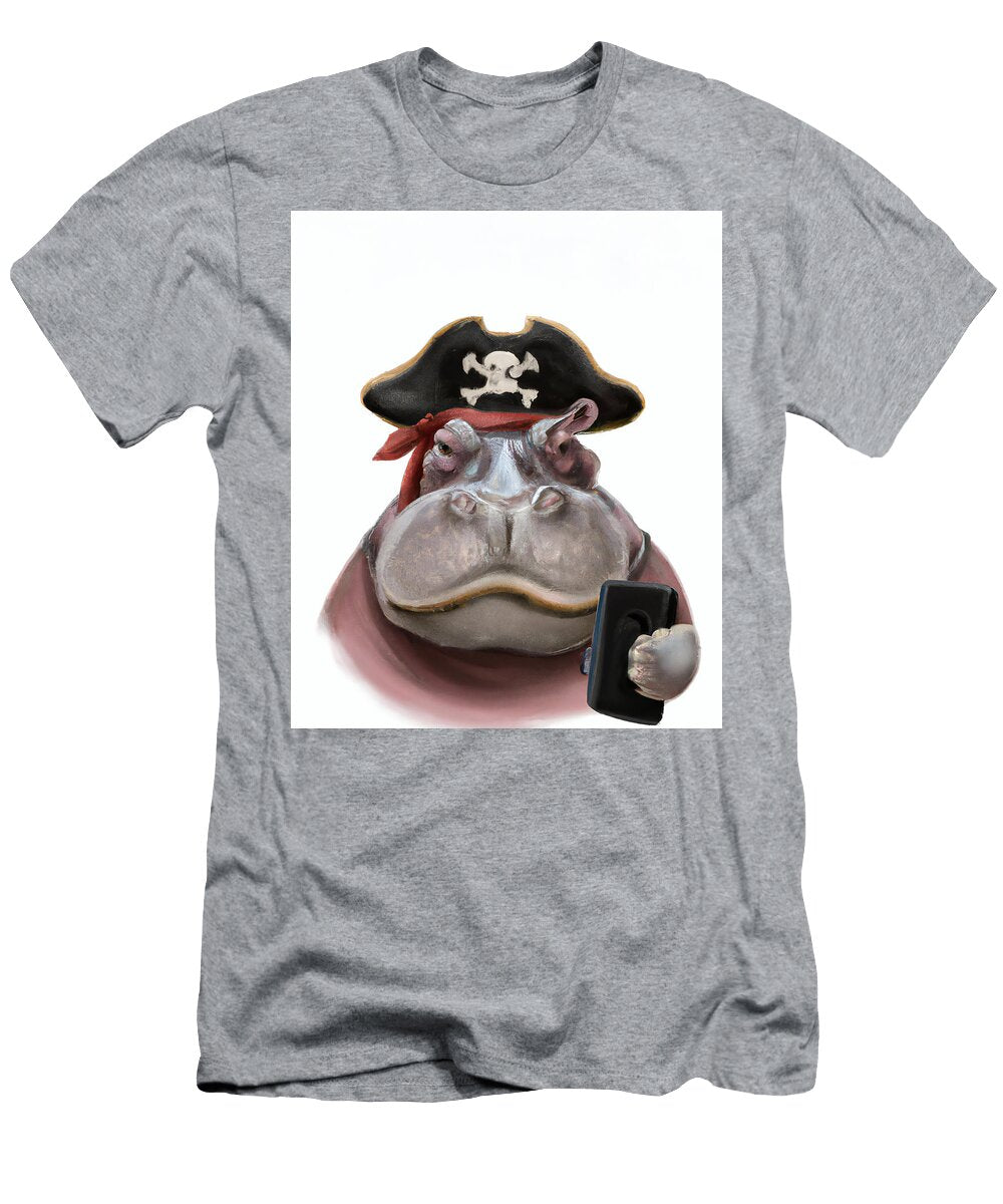 Hippopotamus Pirate Texting Stellart Studio T-Shirt