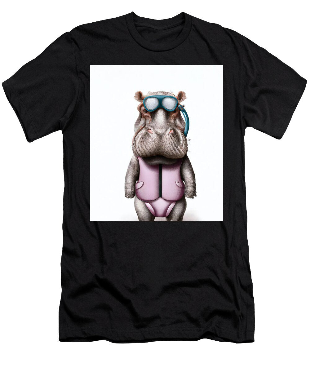Hippopotamus Ready for Scuba Diving Stellart Studio T-Shirt