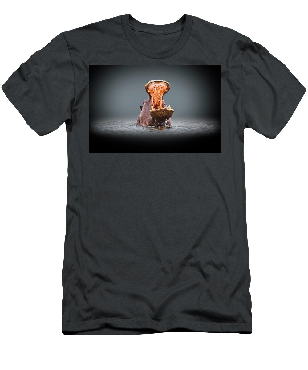 Hippopotamus Showing Territorial Behaviour Chris Stenger T-Shirt