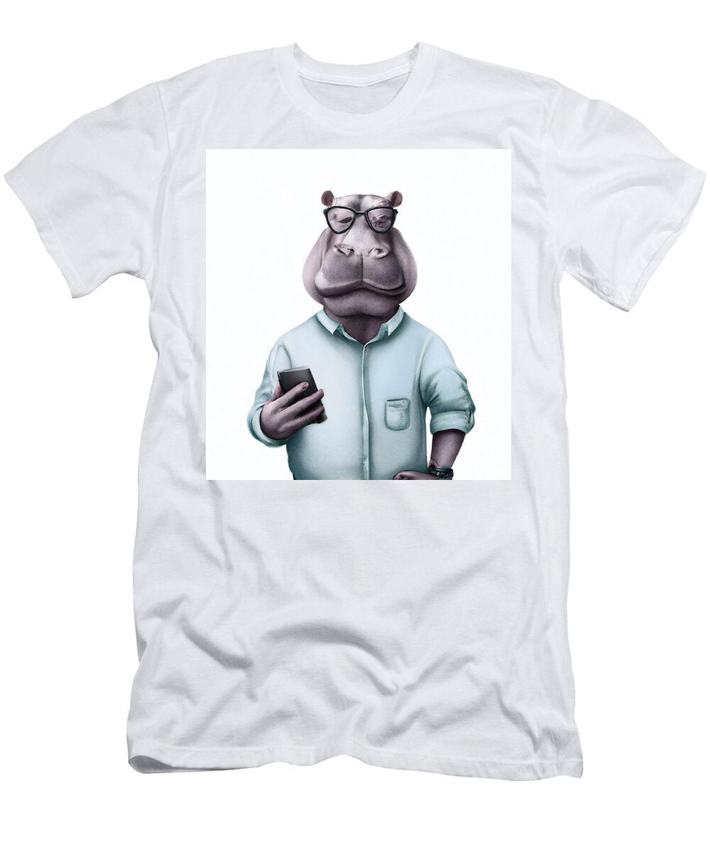 Hippopotamus Texting on the Phone Stellart Studio T-Shirt