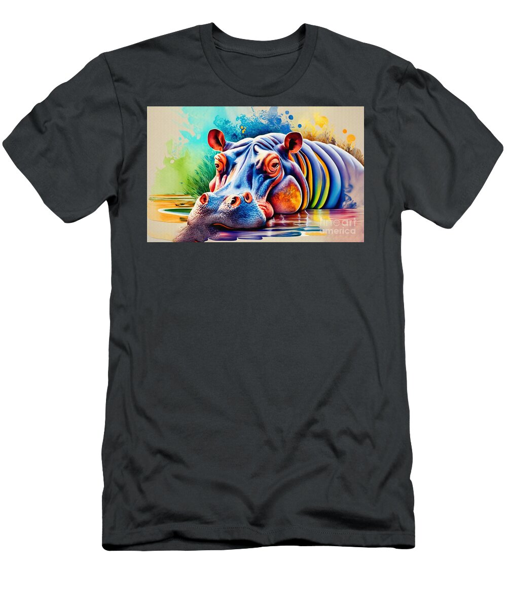Hippopotamus Wildlife Africa River Rhys Jacobson T-Shirt
