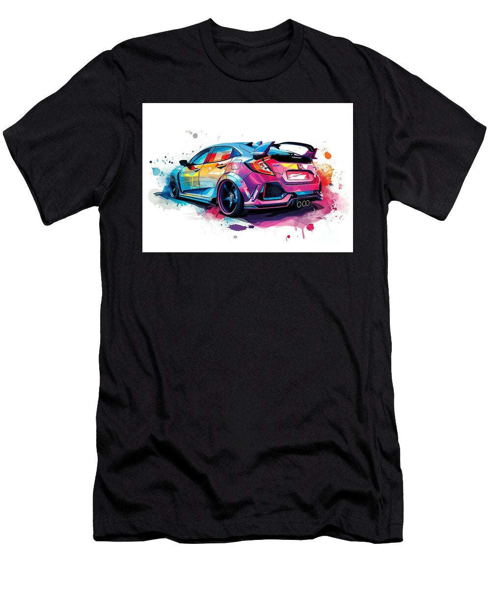 Honda Civic Hatchback Auto Vibrant Colors Clark Leffler T-Shirt