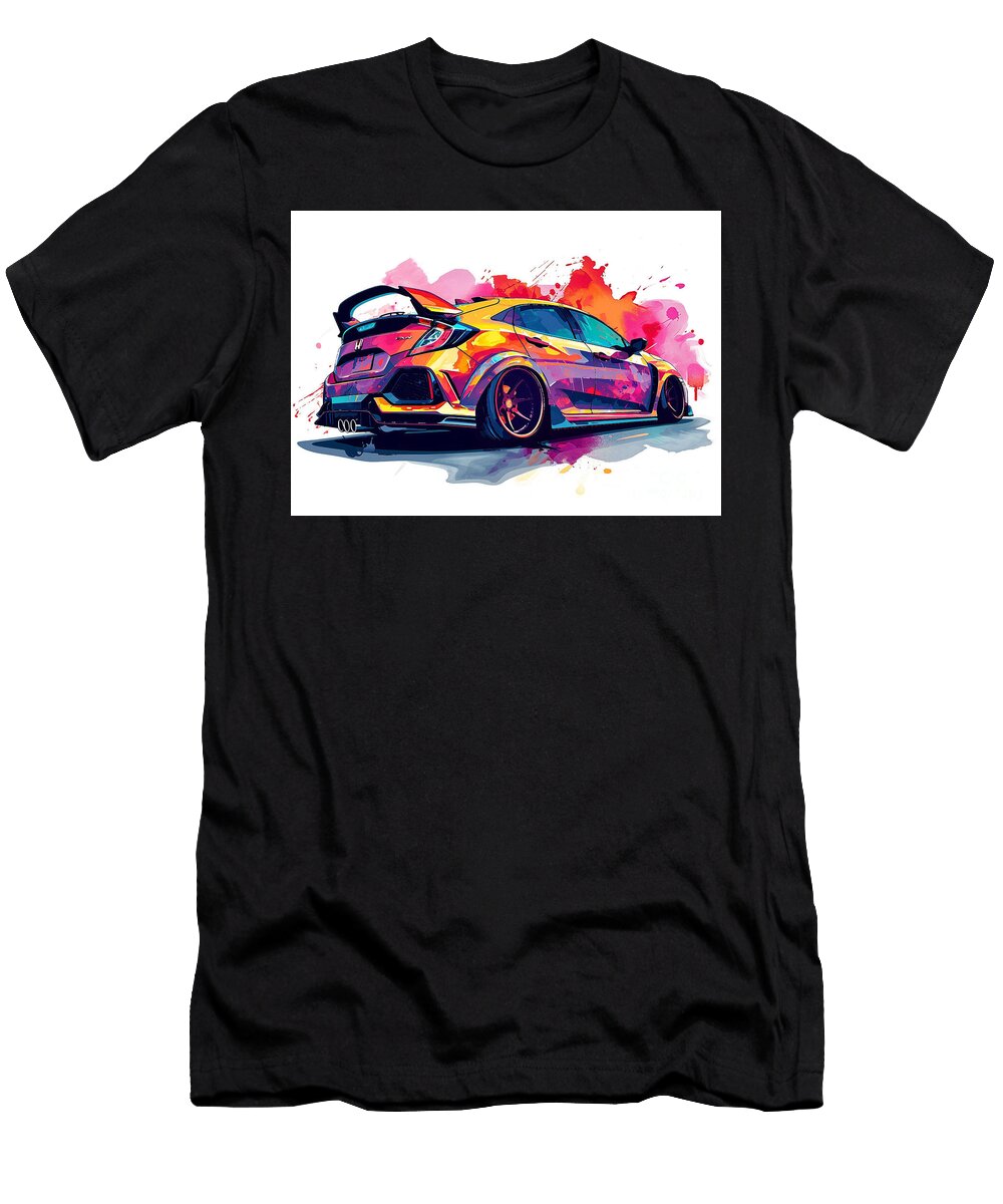 Honda Civic Hatchback Automotive Artistic Clark Leffler T-Shirt